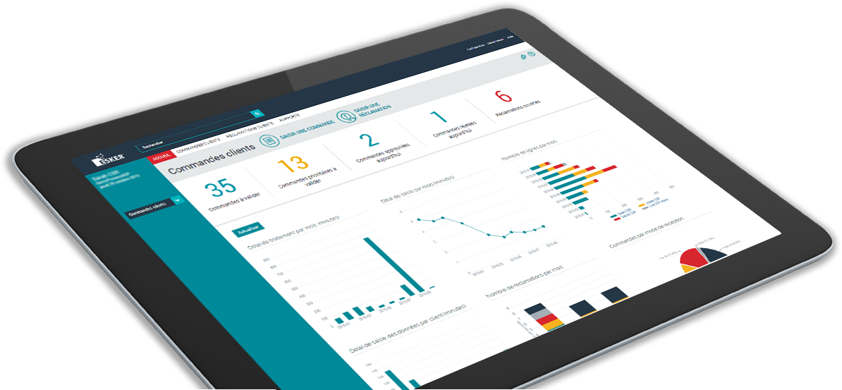 Capture d'écran : tableau de bord Commandes Clients Esker