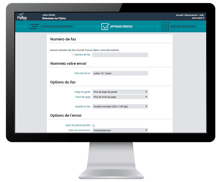 Interface FlyDoc pour envoyer et recevoir des fax Interface FlyDoc pour envoyer et recevoir des fax