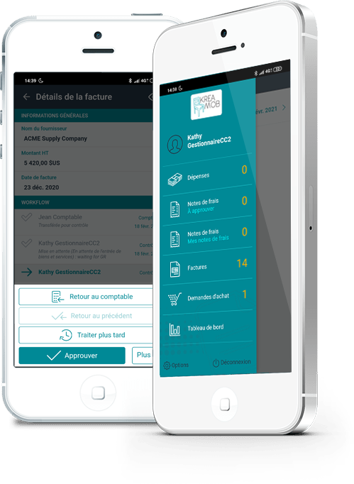 Application mobile de validation des factures fournisseurs - Esker Anywhere - Apple® - Android™