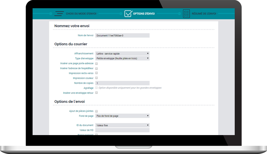 Portail web pour personnaliser l'envoi des courriers de gestion