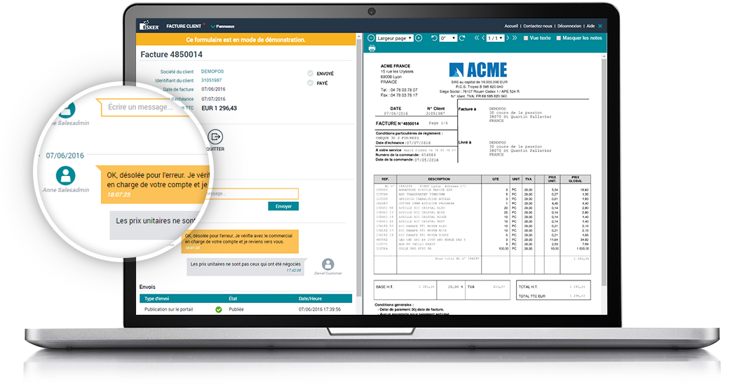 Portail web en ligne pour résoudre les litiges de facturation